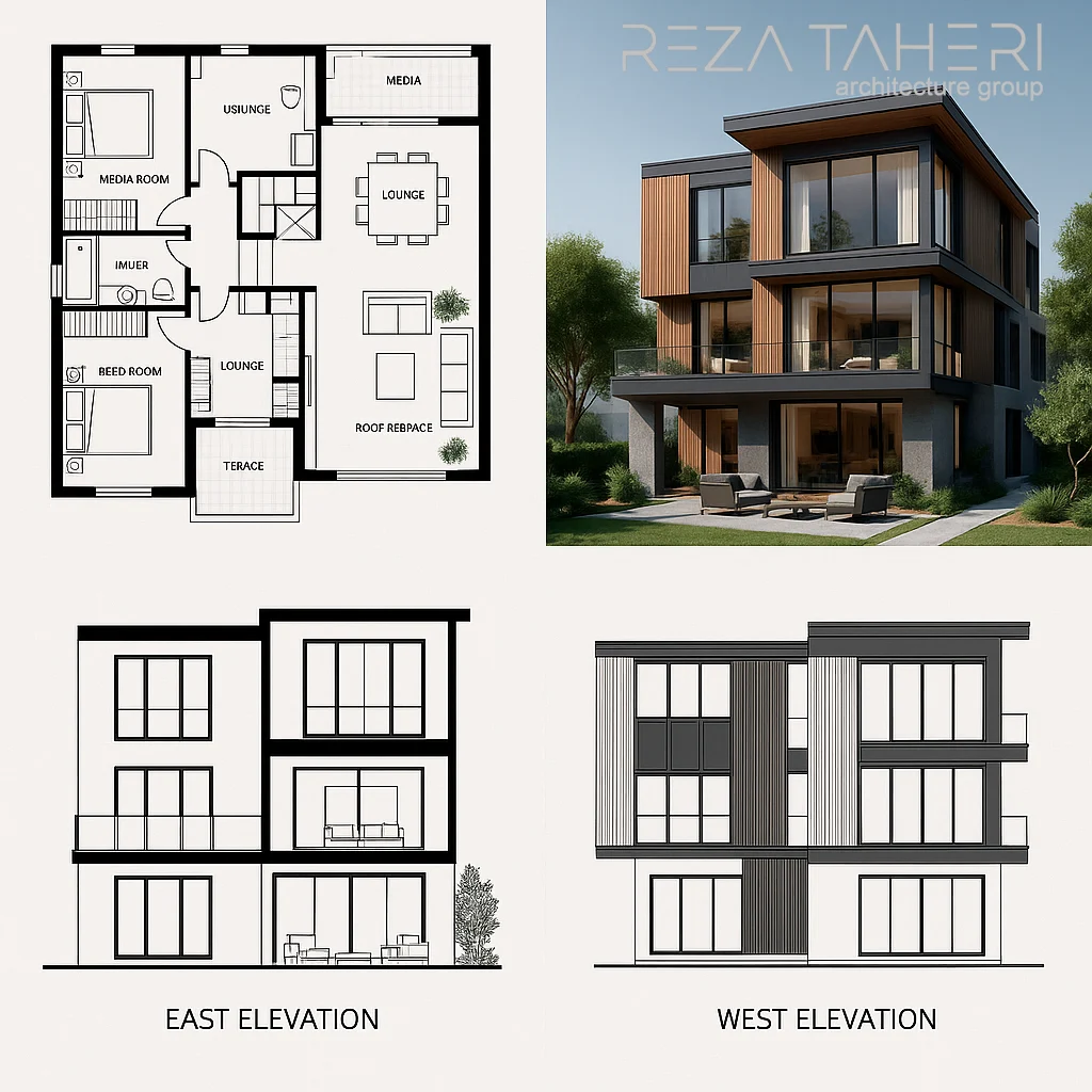 نقشه و پلان ویلا تریبلکس