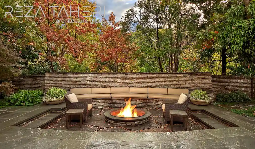آتشکده ویلا چیست؛ طراحی آتشدان در باغ